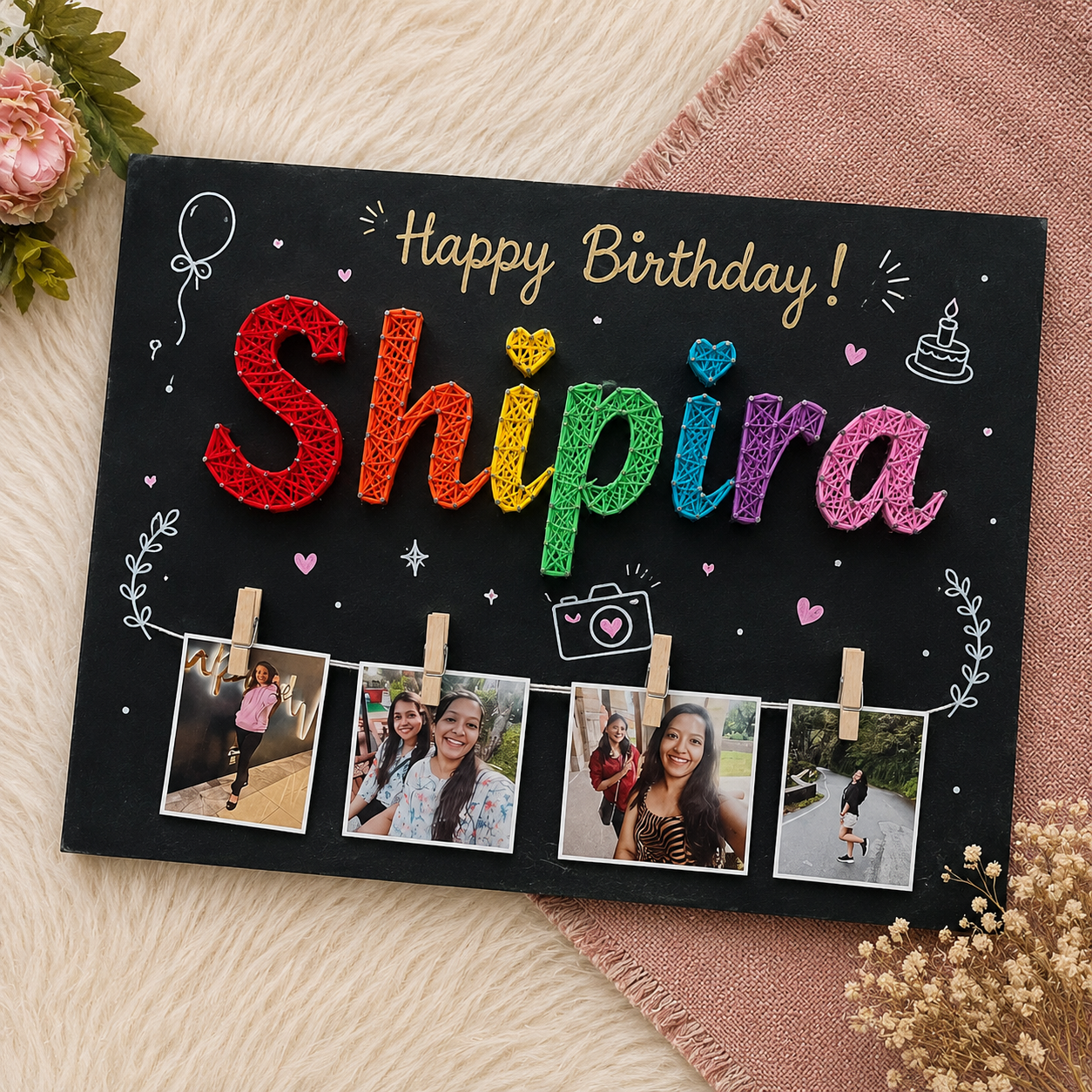 Personalized Birthday Memories String Art Photo Frame
